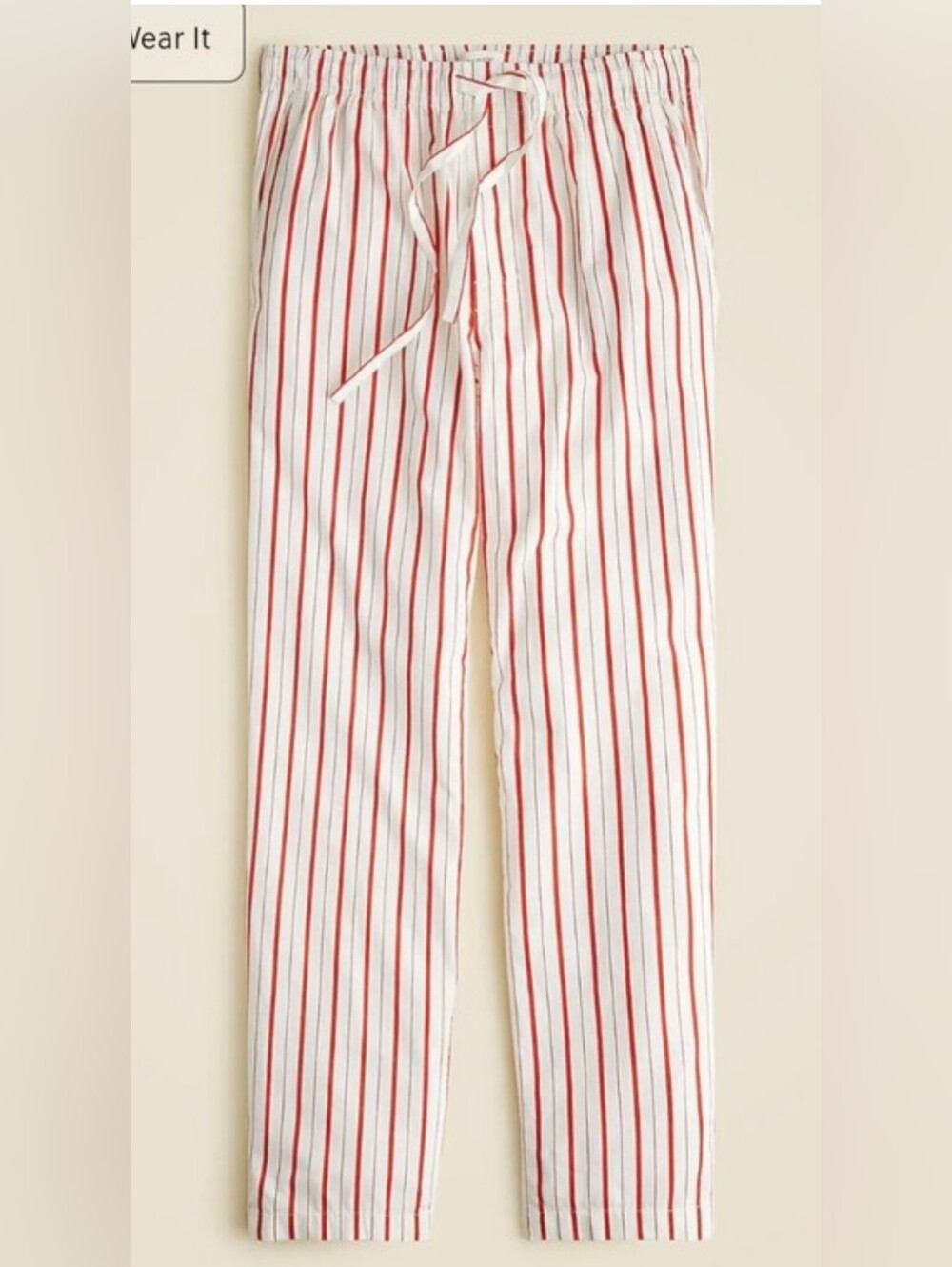 NWT Cotton poplin pajama pant in peppermint stripe